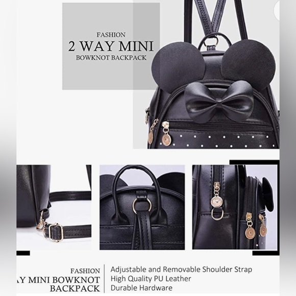 NWT Girls Bowknot Polka Dot Cute Mini Backpack Small Daypacks - Picture 5 of 6